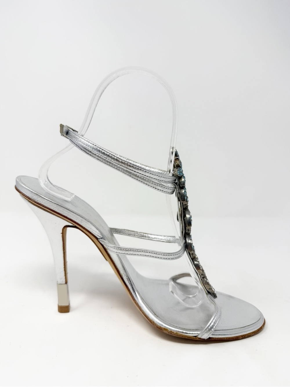 Giuseppe Zanotti Crystal Embellished Strappy Sandal Heels Womens Size EU 38 - Picture 6 of 9